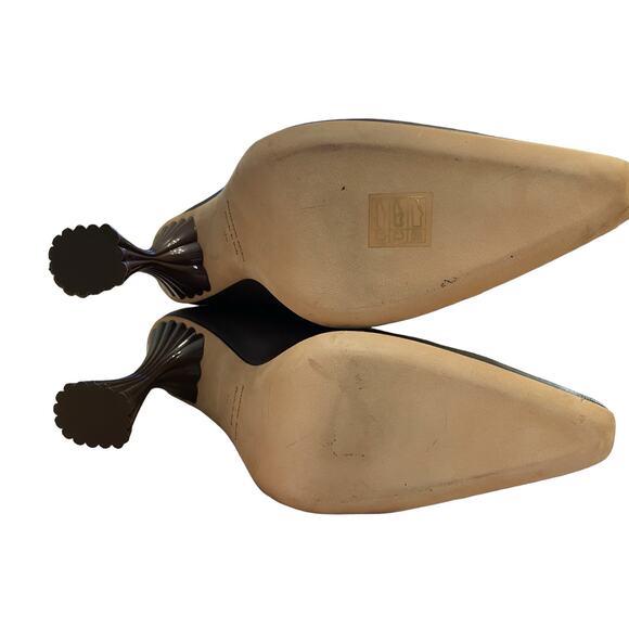 Ammonde Atelier Magda Leather Heeled Boot Knee High Pointed Toe Dark Oat Size 40 - Picture 13 of 16